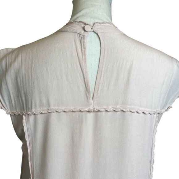 See by Chloe Light Pink Crepe High Neck Trimmed Feminine Romantic Dress Size 6 - Picture 7 of 12